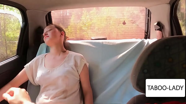 Fake taxi, the taxi driver drove into the forest and fucked the passenger’s girl, she helped to finish and was satisfied