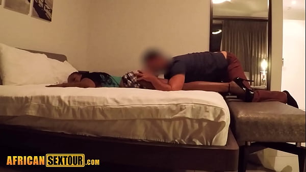 Hot big ass African teen Ania gets no rest and deepthroat by big cock friend